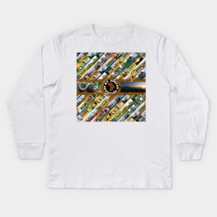 My African Adventure Wildlife Collage Kids Long Sleeve T-Shirt